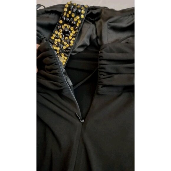 Calvin Klein Dress black one shoulder rhinestones size small Formal Knee Length - Picture 12 of 13